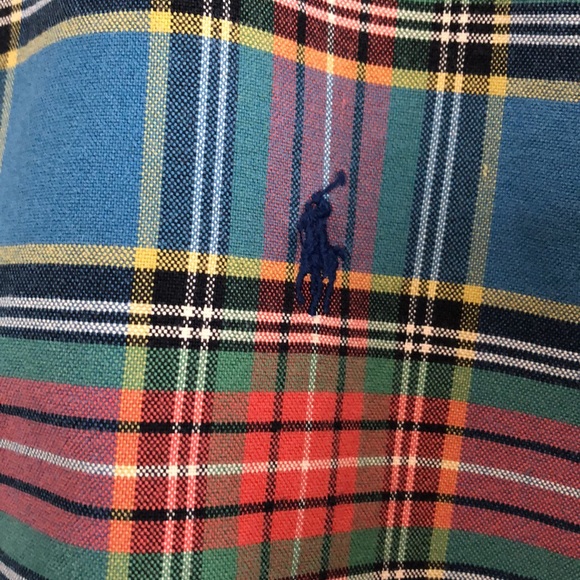 Ralph Lauren button down collar shirt mens large with Polo logo plaid - Picture 2 of 4